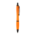 Recycled plastic pen, black details, black ink orange colour
