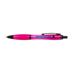 Recycled plastic pen, black details, black ink fuchsia colour