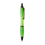 Recycled plastic pen, black details, black ink lime colour