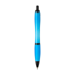 Recycled plastic pen, black details, black ink pastel blue colour