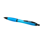 Recycled plastic pen, black details, black ink pastel blue colour