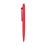 Recycled plastic pen, minimalist design, blue ink red colour