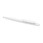 Recycled plastic pen, minimalist design, blue ink white colour