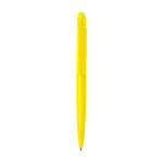 Recycled plastic pen, minimalist design, blue ink yellow colour