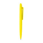 Recycled plastic pen, minimalist design, blue ink yellow colour