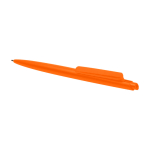 Recycled plastic pen, minimalist design, blue ink orange colour