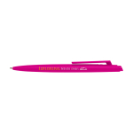 Recycled plastic pen, minimalist design, blue ink fuchsia colour