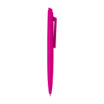 Recycled plastic pen, minimalist design, blue ink fuchsia colour