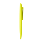 Recycled plastic pen, minimalist design, blue ink lime colour