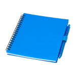 Recycled plastic notebook, pen holder, blue ink blue colour
