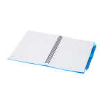 Recycled plastic notebook, pen holder, blue ink blue colour