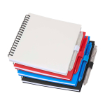 Recycled plastic notebook, pen holder, blue ink blue colour