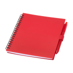 Recycled plastic notebook, pen holder, blue ink red colour