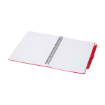 Recycled plastic notebook, pen holder, blue ink red colour