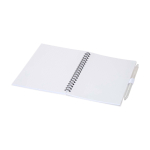 Recycled plastic notebook, pen holder, blue ink white colour
