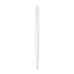 Recycled plastic pen, minimalist design, black ink white colour