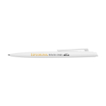 Recycled plastic pen, minimalist design, black ink white colour