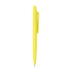 Recycled plastic pen, minimalist design, black ink yellow colour