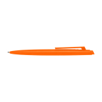 Recycled plastic pen, minimalist design, black ink orange colour