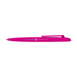 Recycled plastic pen, minimalist design, black ink fuchsia colour