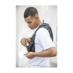 Running hydration vest, waterproof, reflective sand colour lifestyle image