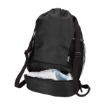 Sports bag, waterproof recycled fabric, shoe compartment, 18L black colour