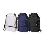 Sports bag, waterproof recycled fabric, shoe compartment, 18L navy-blue colour