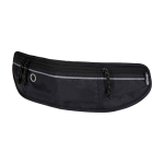 Running waist bag, multiple pockets, reflective elements black colour