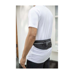 Running waist bag, multiple pockets, reflective elements black colour