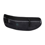 Running waist bag, multiple pockets, reflective elements black colour