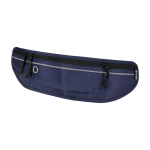 Running waist bag, multiple pockets, reflective elements navy-blue colour