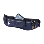 Running waist bag, multiple pockets, reflective elements navy-blue colour