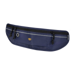 Running waist bag, multiple pockets, reflective elements navy-blue colour