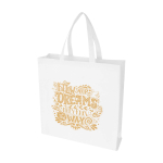 Recycled durable non woven shopping bag, gusseted white colour