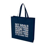 Recycled durable non woven shopping bag, gusseted navy-blue colour