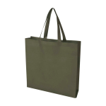 Recycled durable non woven shopping bag, gusseted dark green colour