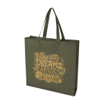 Recycled durable non woven shopping bag, gusseted dark green colour