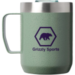 Recycled stainless steel camping mug, 236ml, Stanley Everyday dark green colour view with logo