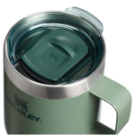 Recycled stainless steel camping mug, 236ml, Stanley Everyday dark green colour close-up view 1