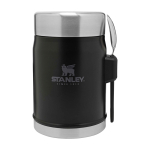 Food jar, cutlery included, insulated lid with valve, 400ml matt black colour