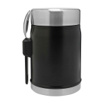 Food jar, cutlery included, insulated lid with valve, 400ml matt black colour