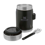 Food jar, cutlery included, insulated lid with valve, 400ml matt black colour