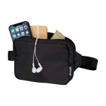 Travel shoulder bag, recycled polyester, main compartment, 1L black colour