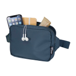 Travel shoulder bag, recycled polyester, main compartment, 1L cyan blue colour