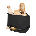Recycled polyester toiletry bag, large bottom compartment, 6L black colour