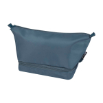 Recycled polyester toiletry bag, large bottom compartment, 6L cyan blue colour