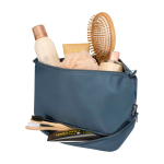 Recycled polyester toiletry bag, large bottom compartment, 6L cyan blue colour