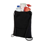 Recycled sherpa drawstring backpack, front pocket, 9L black colour second view