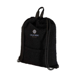Recycled sherpa drawstring backpack, front pocket, 9L black colour