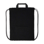 Recycled sherpa drawstring backpack, front pocket, 9L black colour third front view